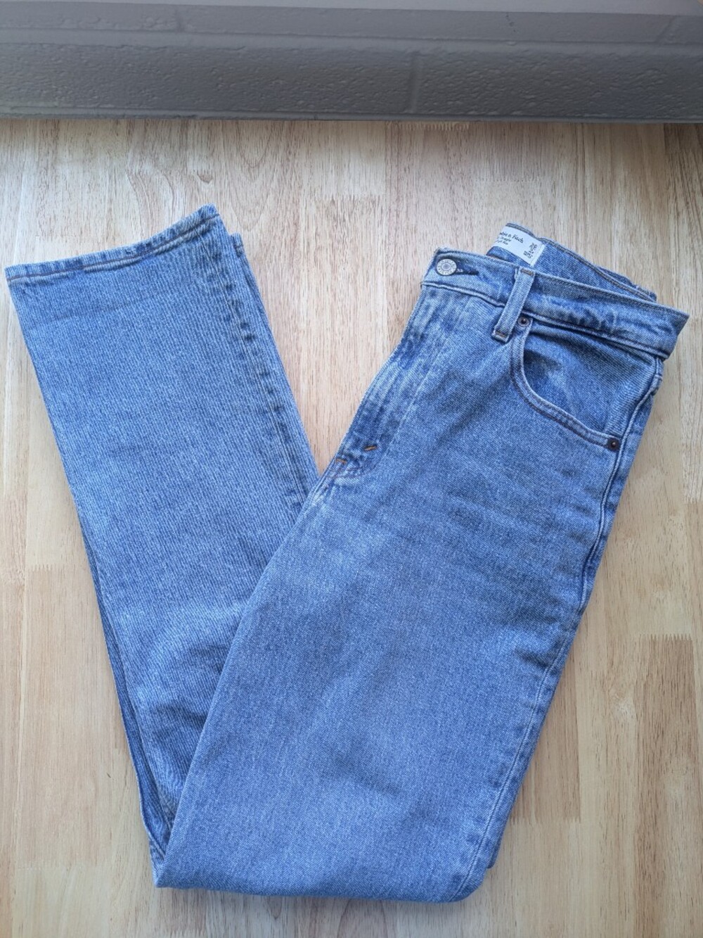 Abercrombie & Fitch Light Blue High-Rise '90s Straight Jeans Curve Love